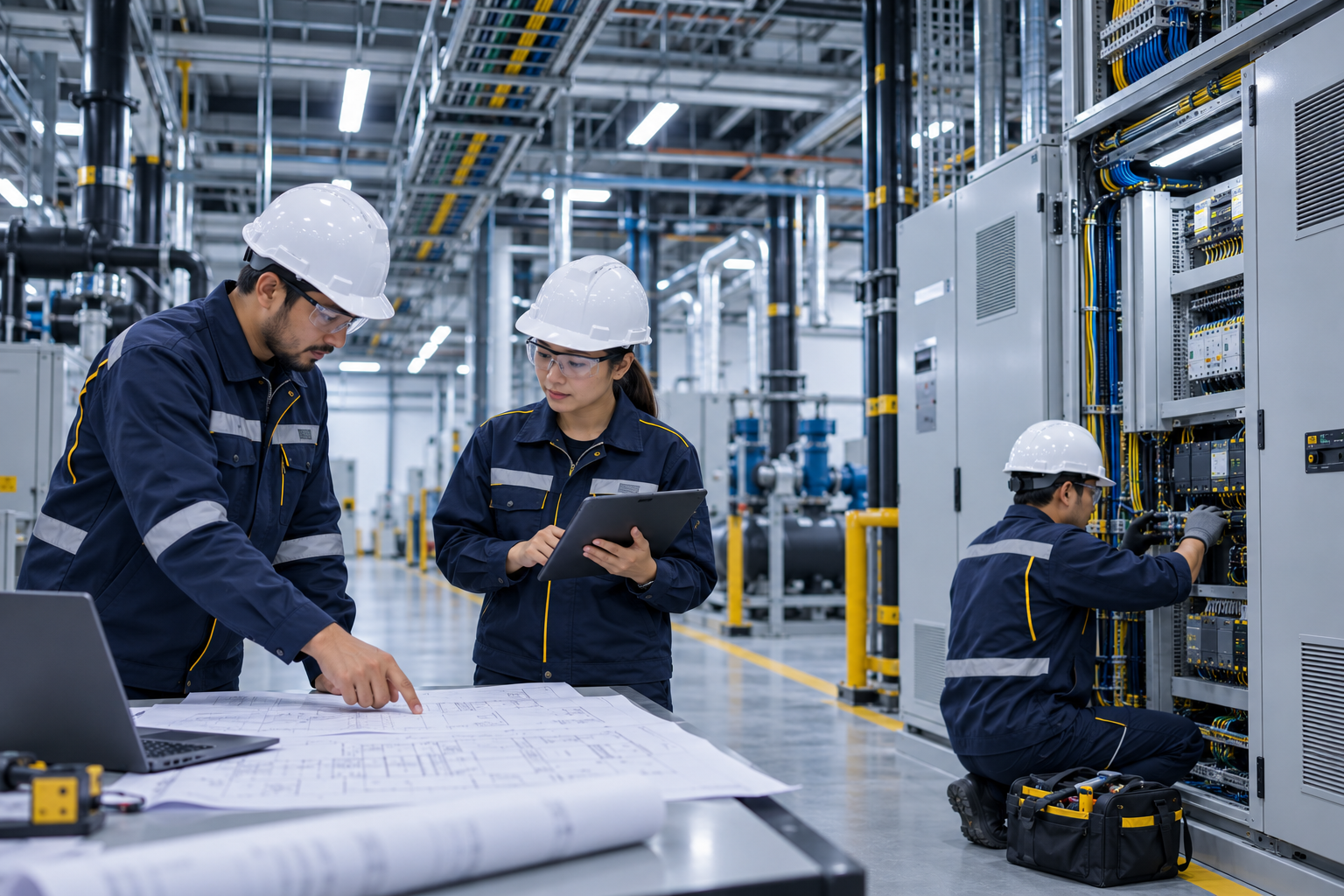 Engineers Collaborating in Industrial Plant